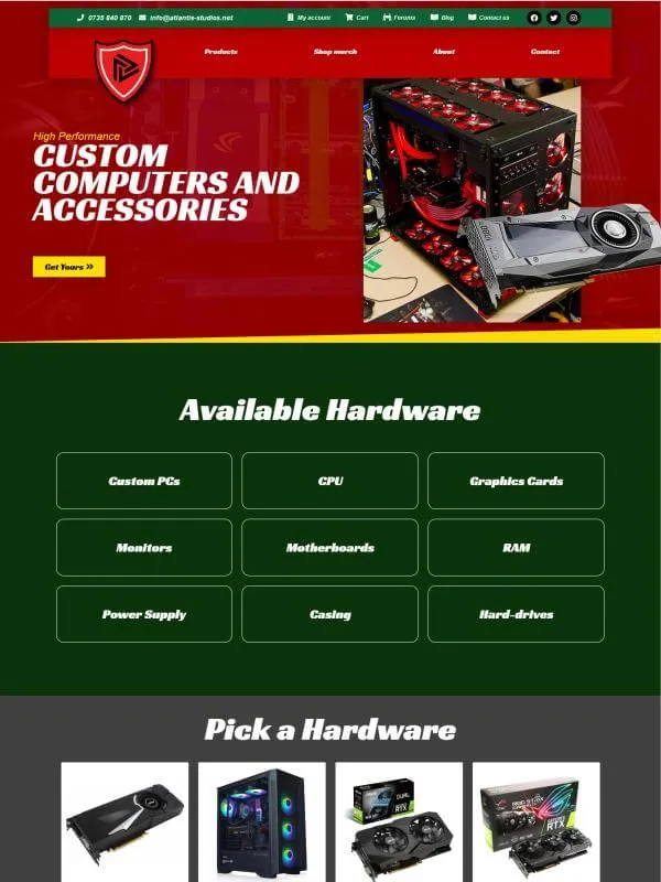 High-performance computers website concept screenshot