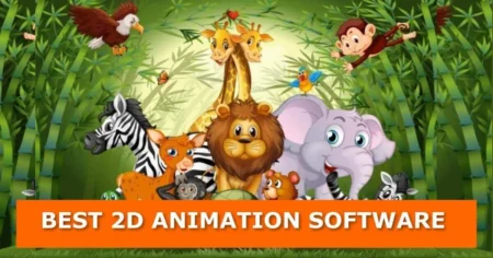 2D animal animation characters in a jungle