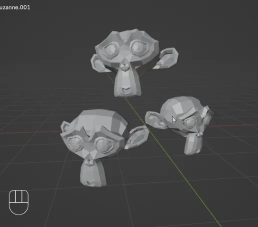 Demonstrating how to separate disconnected geometry into individual objects in Blender. The .gif shows pressing P in Edit Mode, selecting 'By Loose Parts,' and Blender creating a new object for each piece of unconnected geometry.