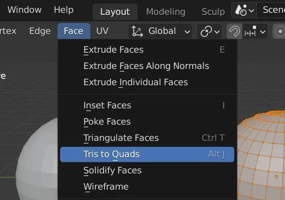 How to convert Tris to Quads in Blender