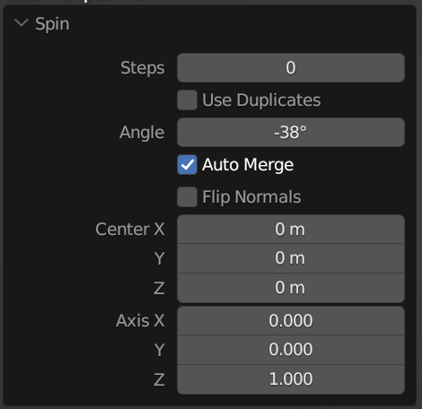 Blender Spin Tool settings