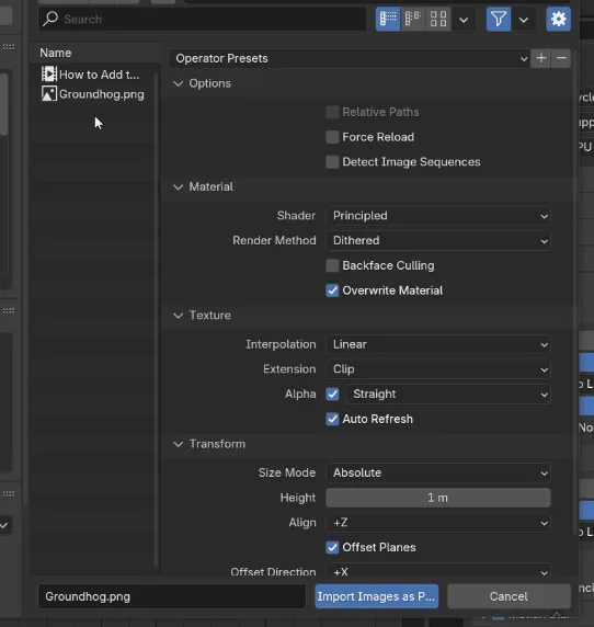 Adjusting material settings