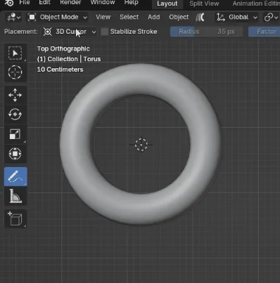 Annotation placement - 3d cursor