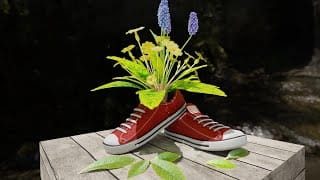 Old school sneakers flower pot